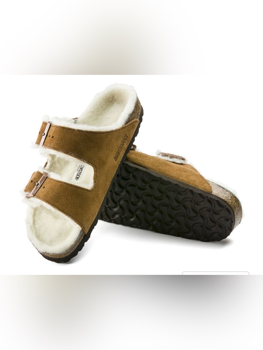 Birkenstock Arizona Shearling Lined Sandal - Brown size 8 NEW